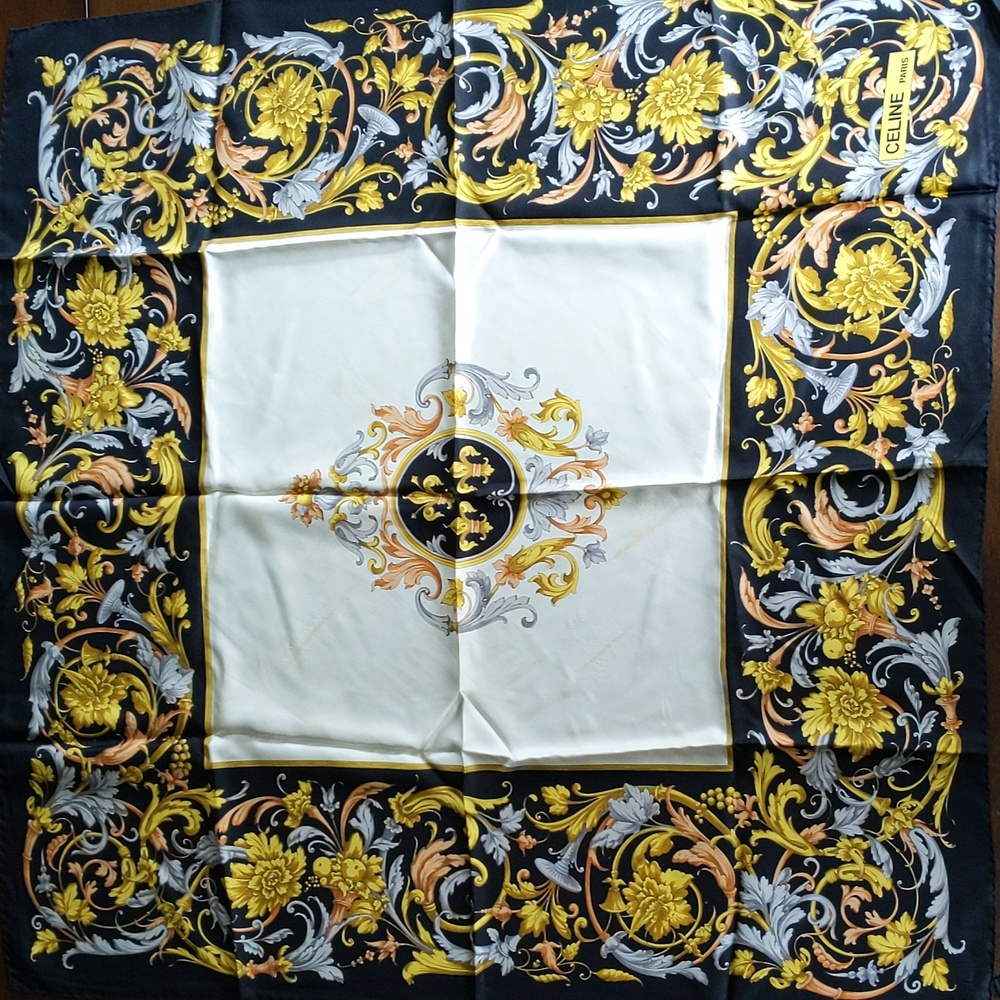 Vintage Celine Silk Square Scarf 34" x 34"